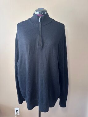 UNTUCKit Black 100% Extra Fine Merino Wool 1/4 Zip, Lightweight, Elevated Basics